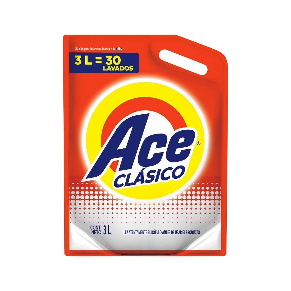 Jabón Líquido para Ropa Ace Clásico Pouch x 3 l - farmacityar