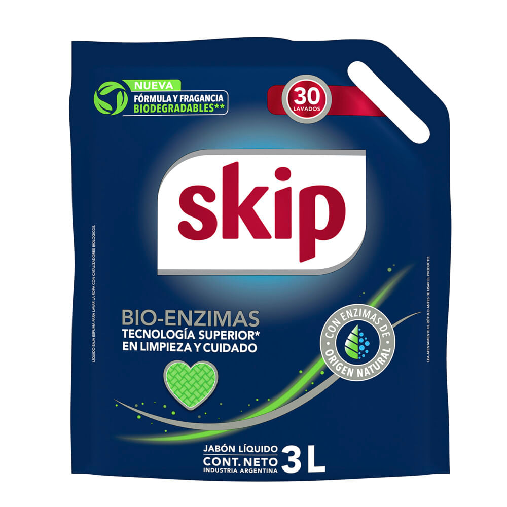 Jabón Líquido para Ropa Skip Bio Enzimas x 3 l - farmacityar