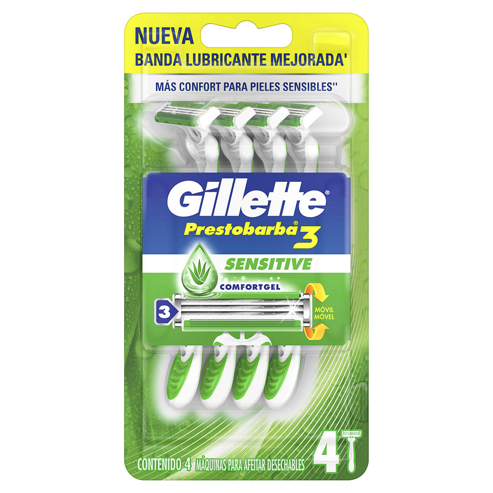 abrazo oro Metro Máquinas para afeitar desechables Gillette Prestobarba3 SenseCare 4 Un. -  farmacityar