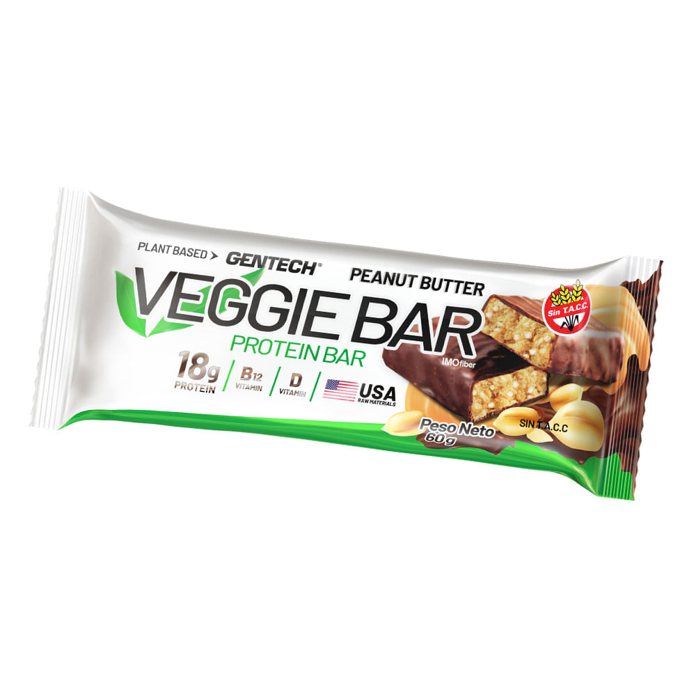 Barra Protéica Gentech VeggieBar Peanut Butter x 60 g farmacityar
