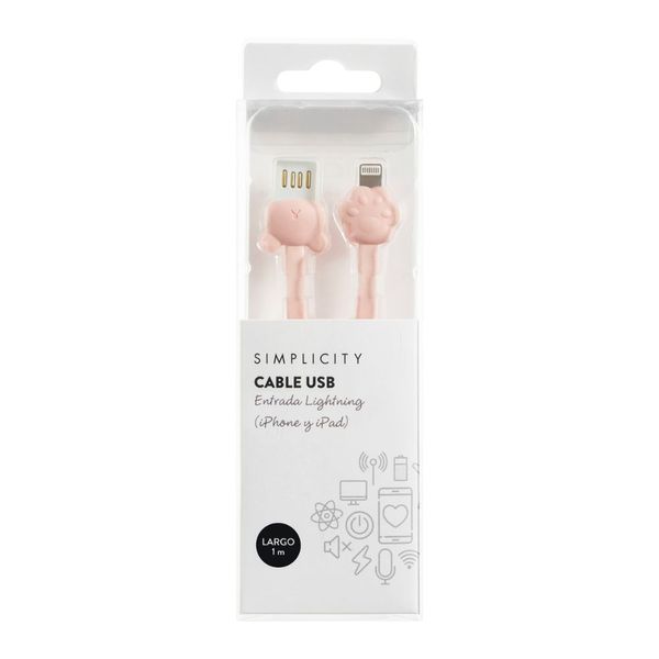 Cable Usb Simplicity Entrada USBC TypeC Rosa farmacityar