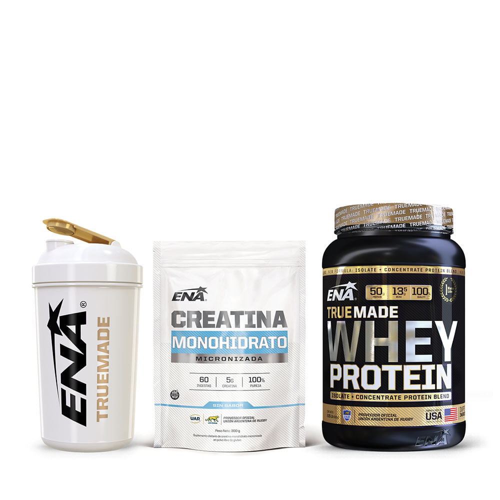 Combo ENA Creatina + Proteína de Chocolate + Shaker